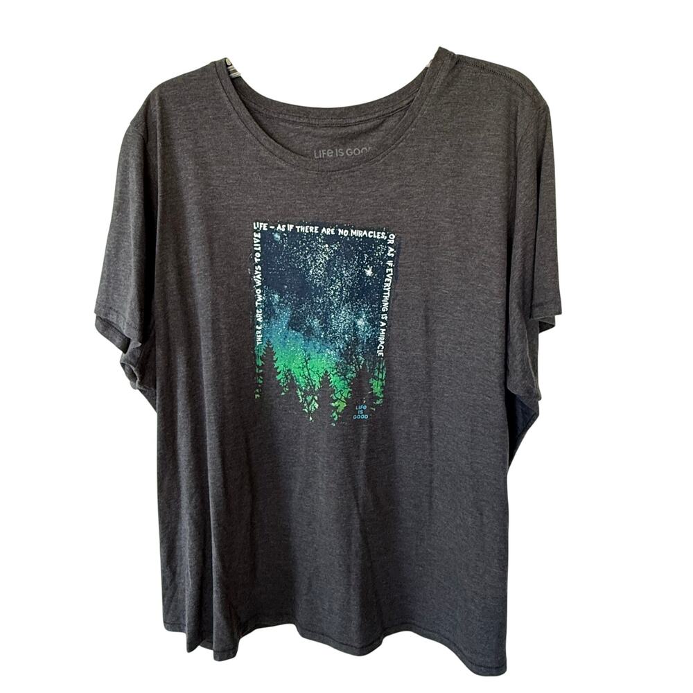 Life is Good heather gray t-shirt green blue graphic Size XXL